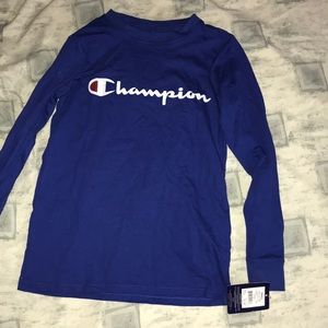 Champion LONG Sleeve Kids Royal Blue Shirt.